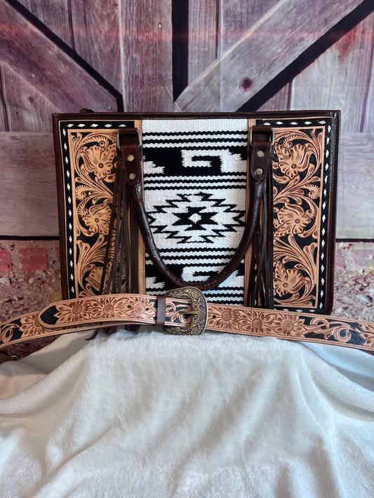 Aztec leather purse