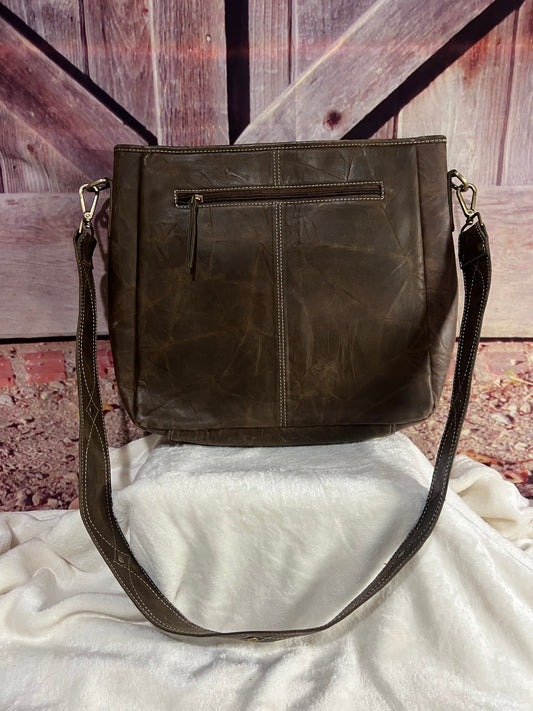 Cowhide and leather purse