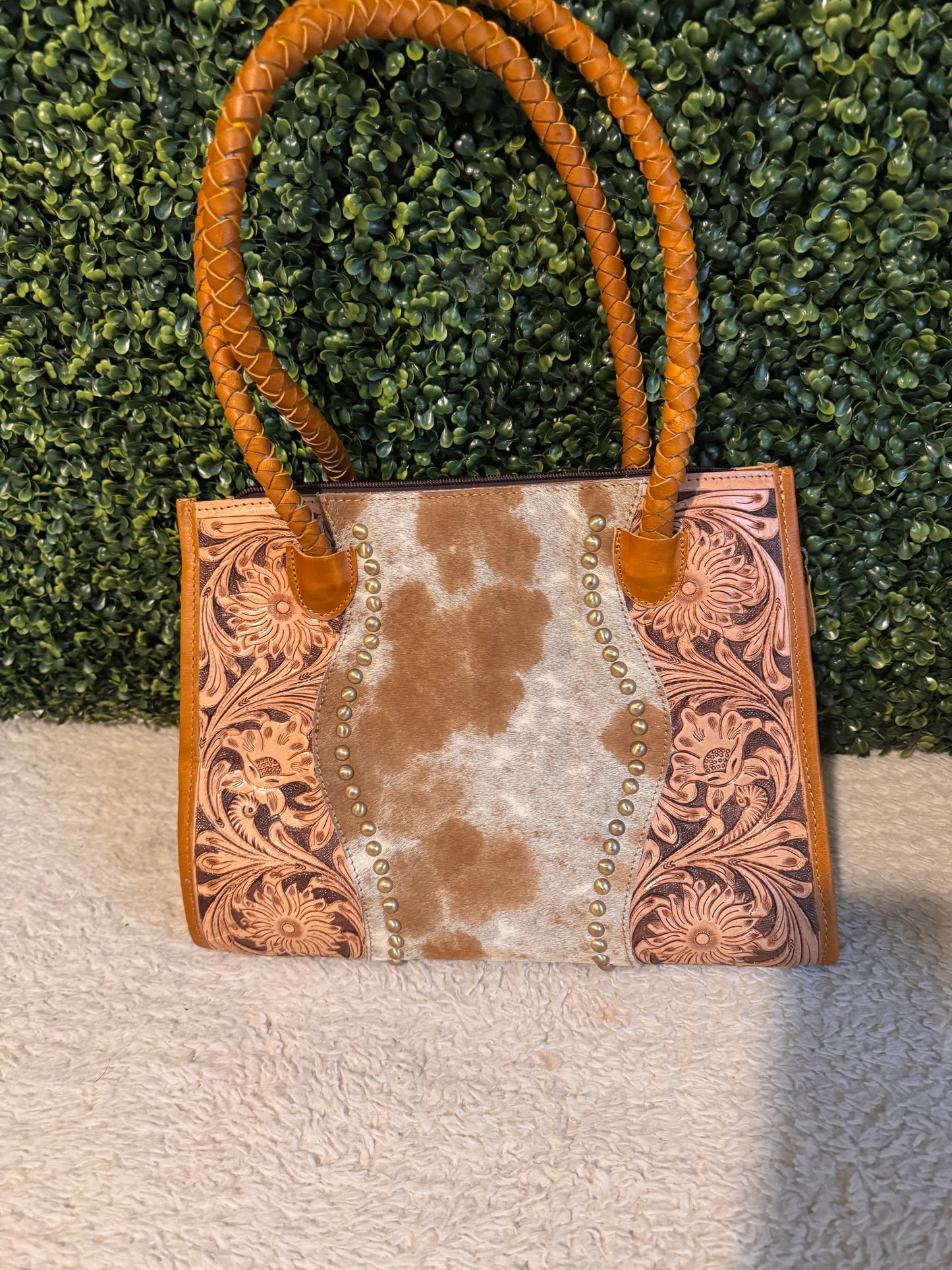 Hide and leather purse