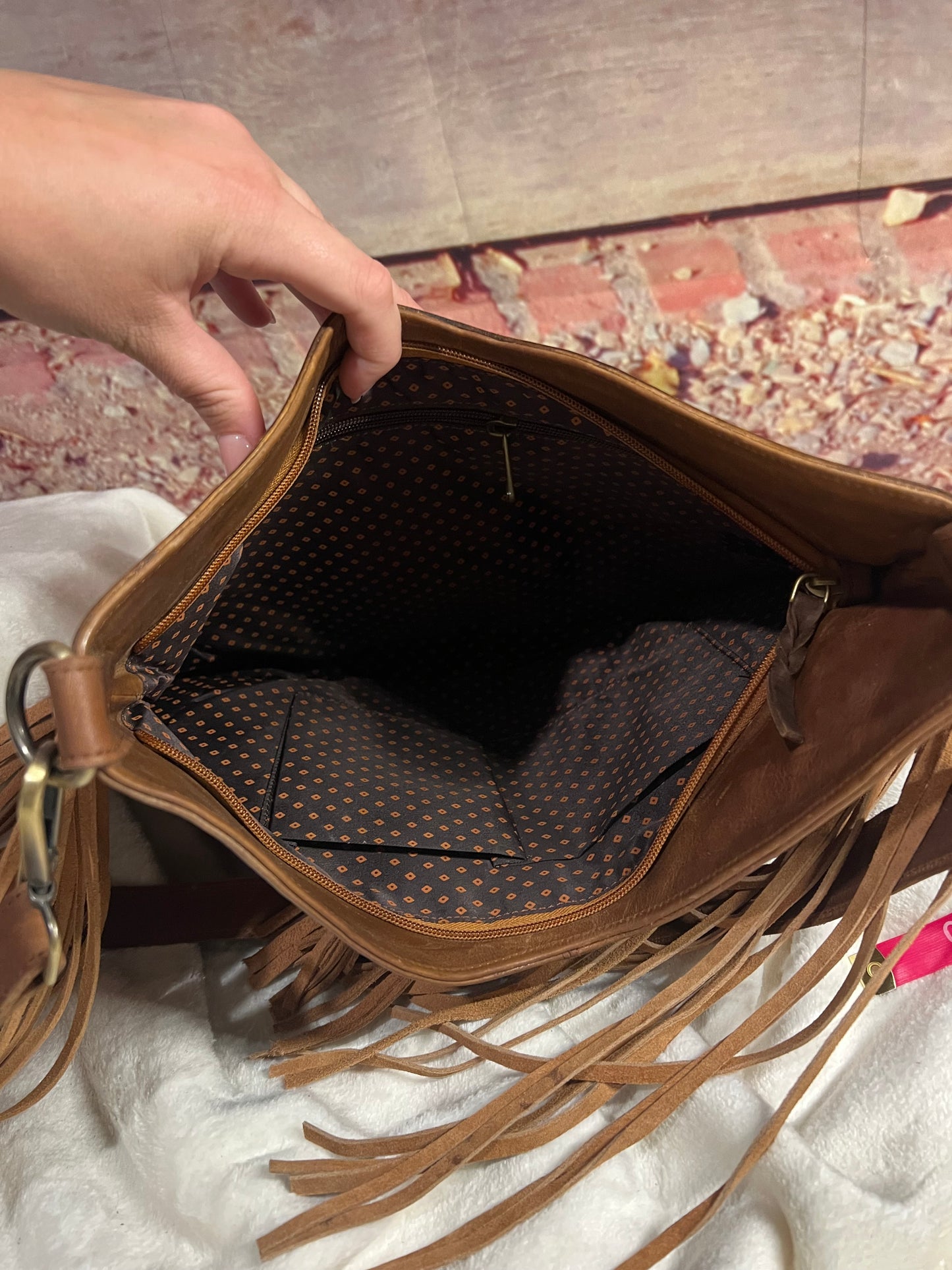 Hide and leather purse