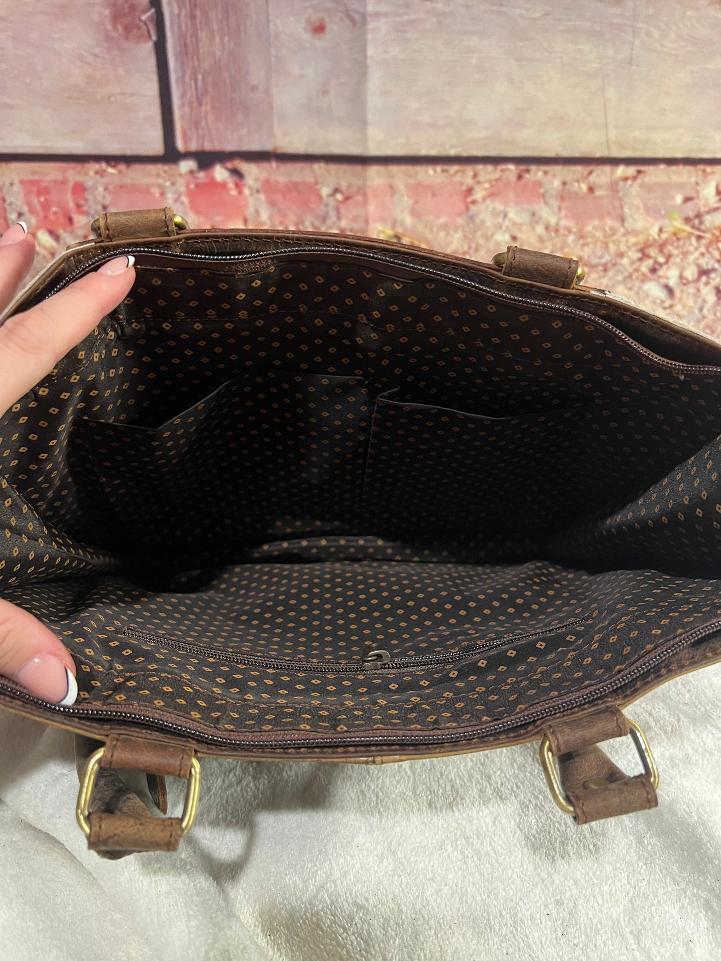 Hide and leather purse