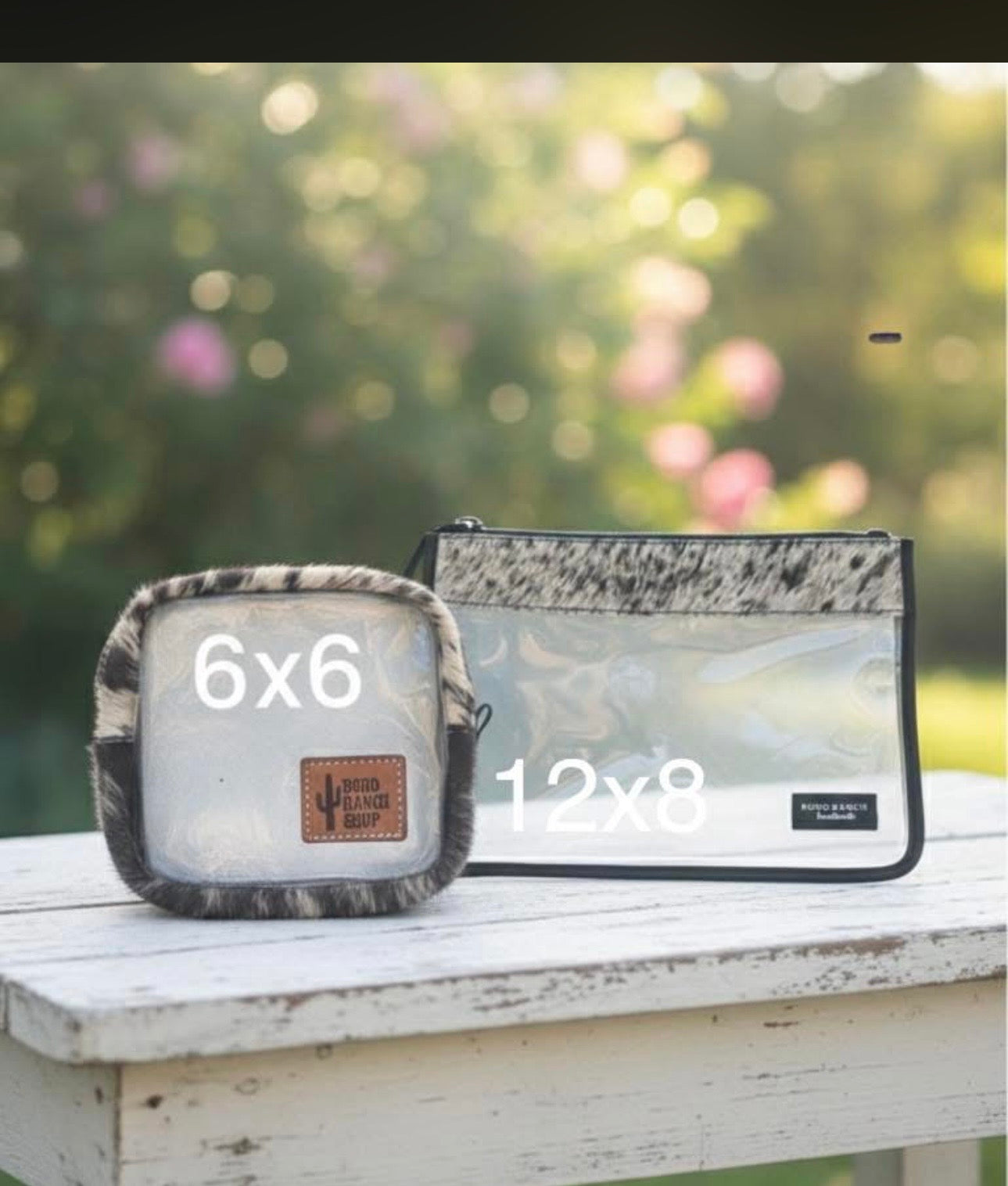 Clear cowhide makeup bags