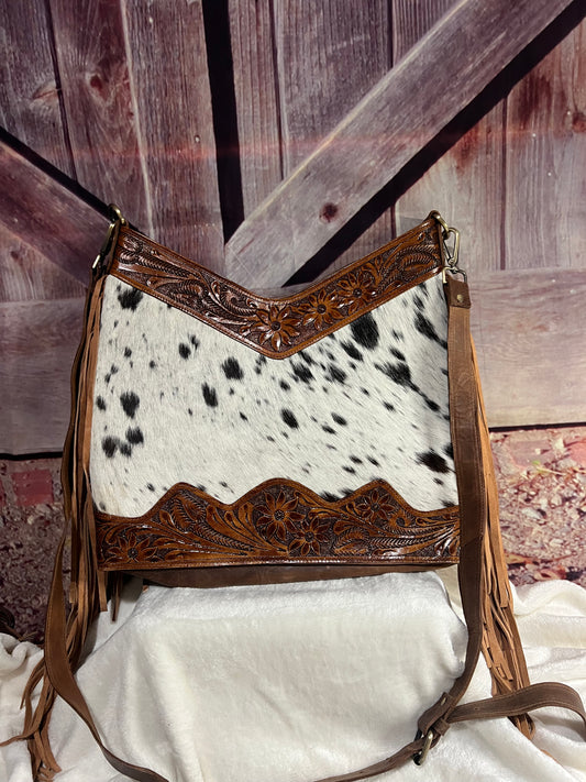 Hide and leather purse