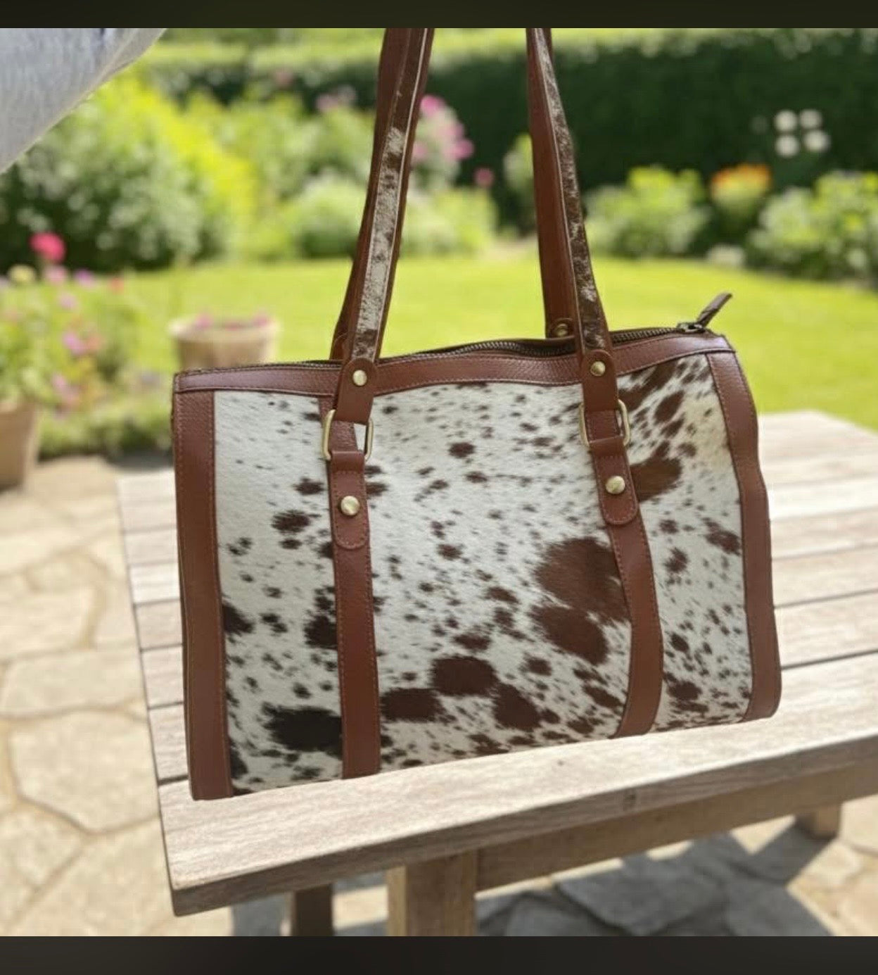 Cowhide tote bag