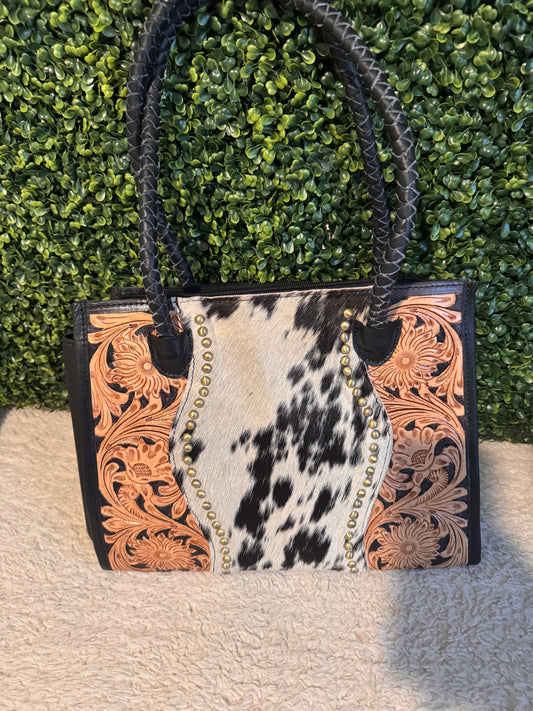 Hide and leather purse
