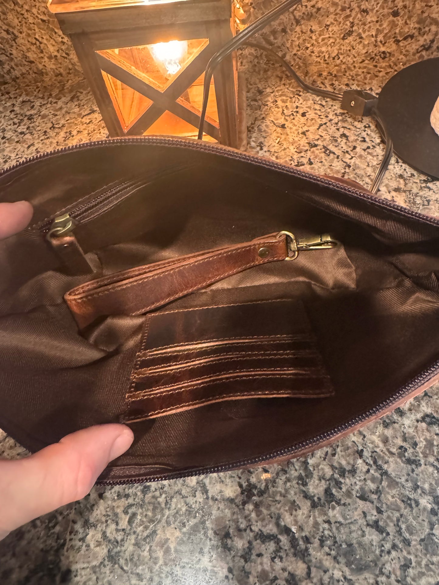 Leather makeup bag