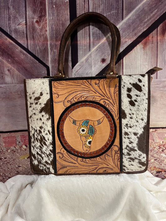 Hide and leather purse