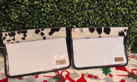 Cowhide clear makeup bags