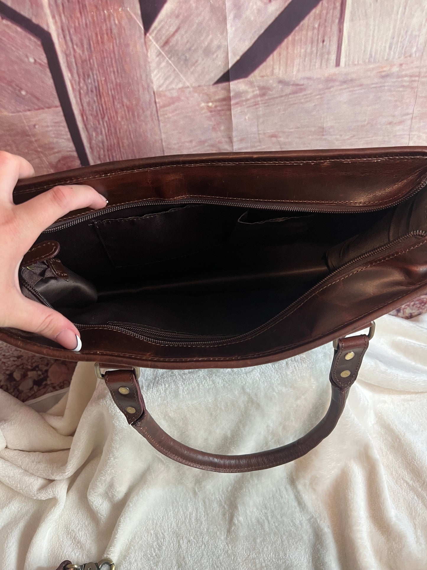 Aztec leather purse