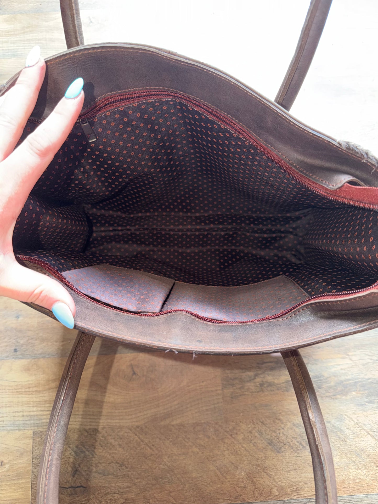 Teal cowhide purse