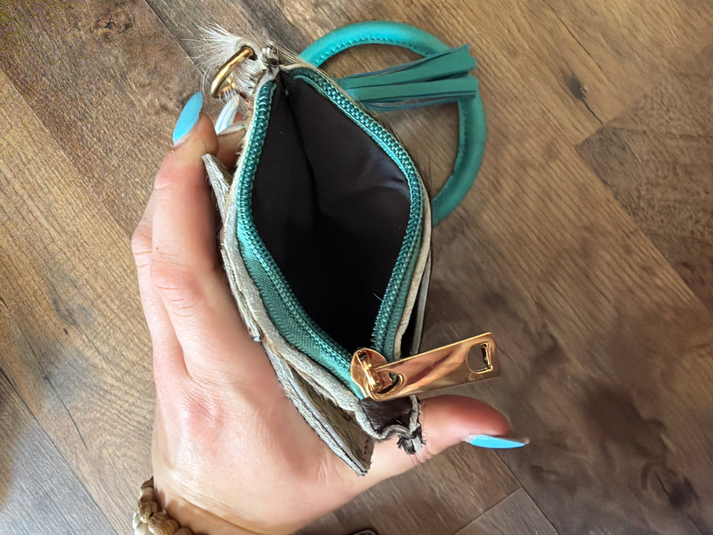 Cowhide wristlet