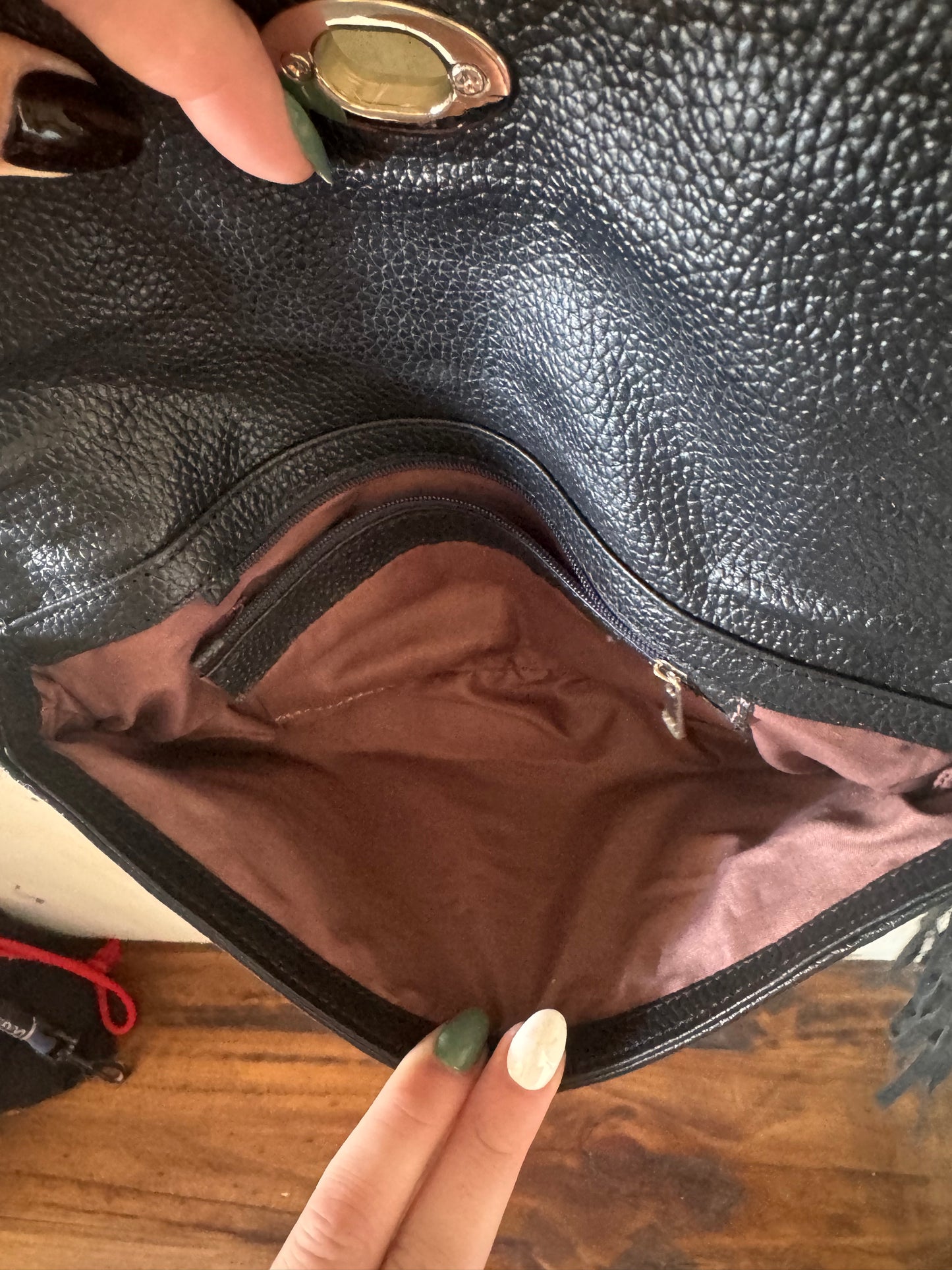 Cowhide shoulder bag