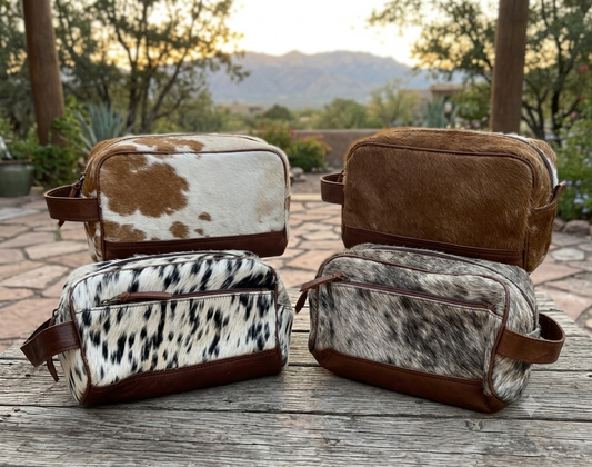 Cowhide travel makeup bag