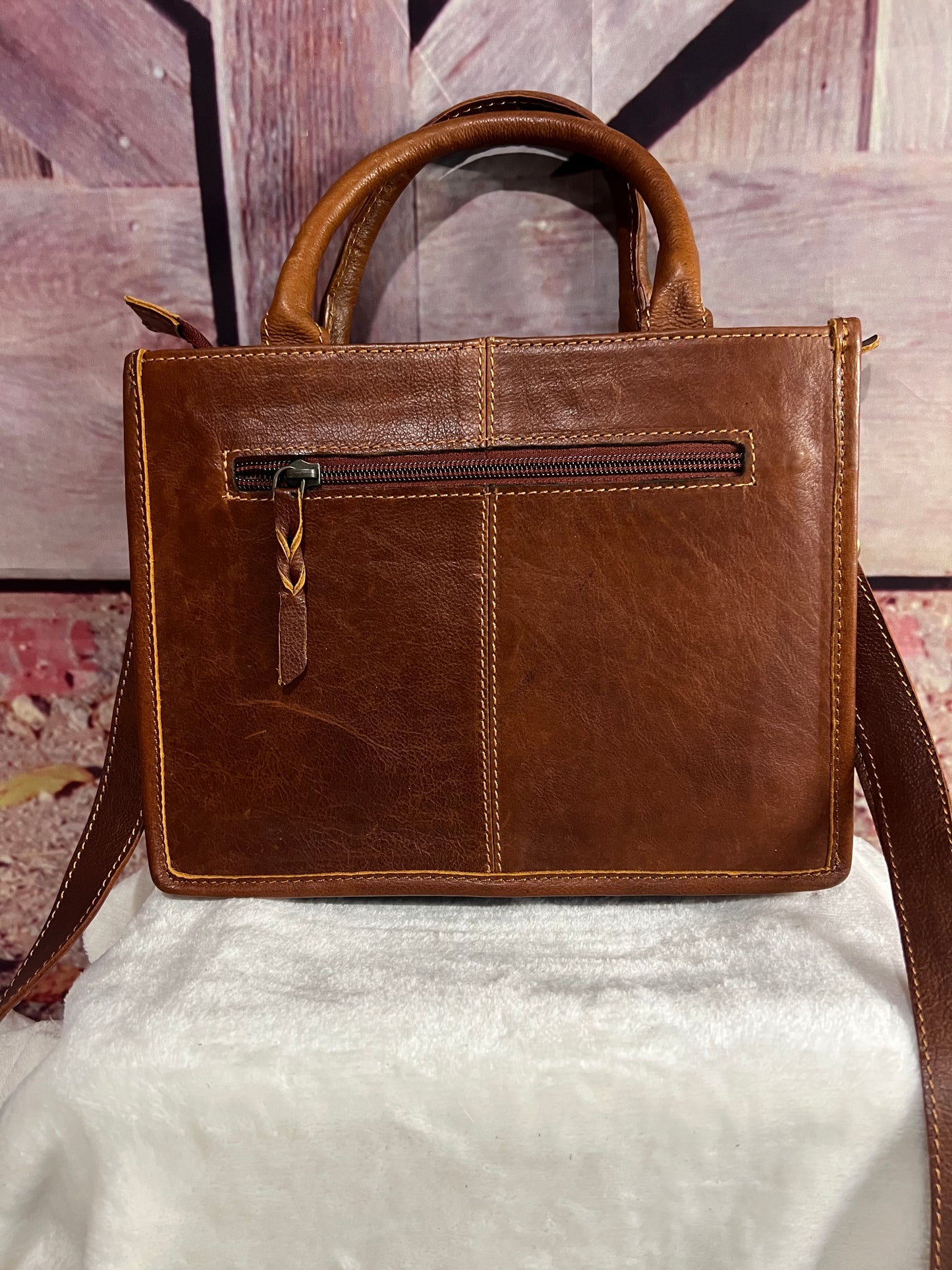 Cowhide and leather purse