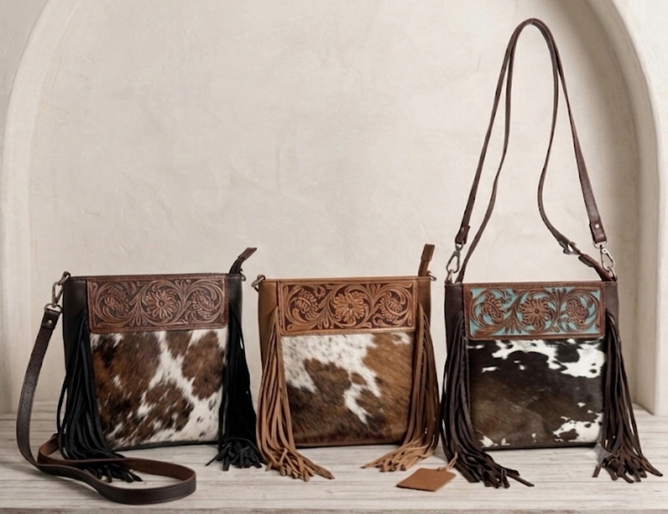 Cowhide / leather crossbody