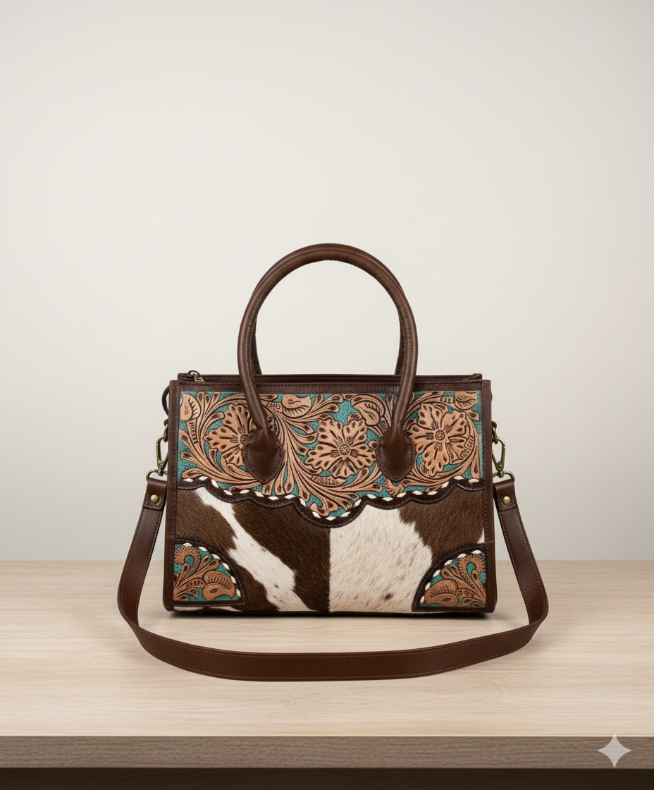 Tool leather and cowhide purse