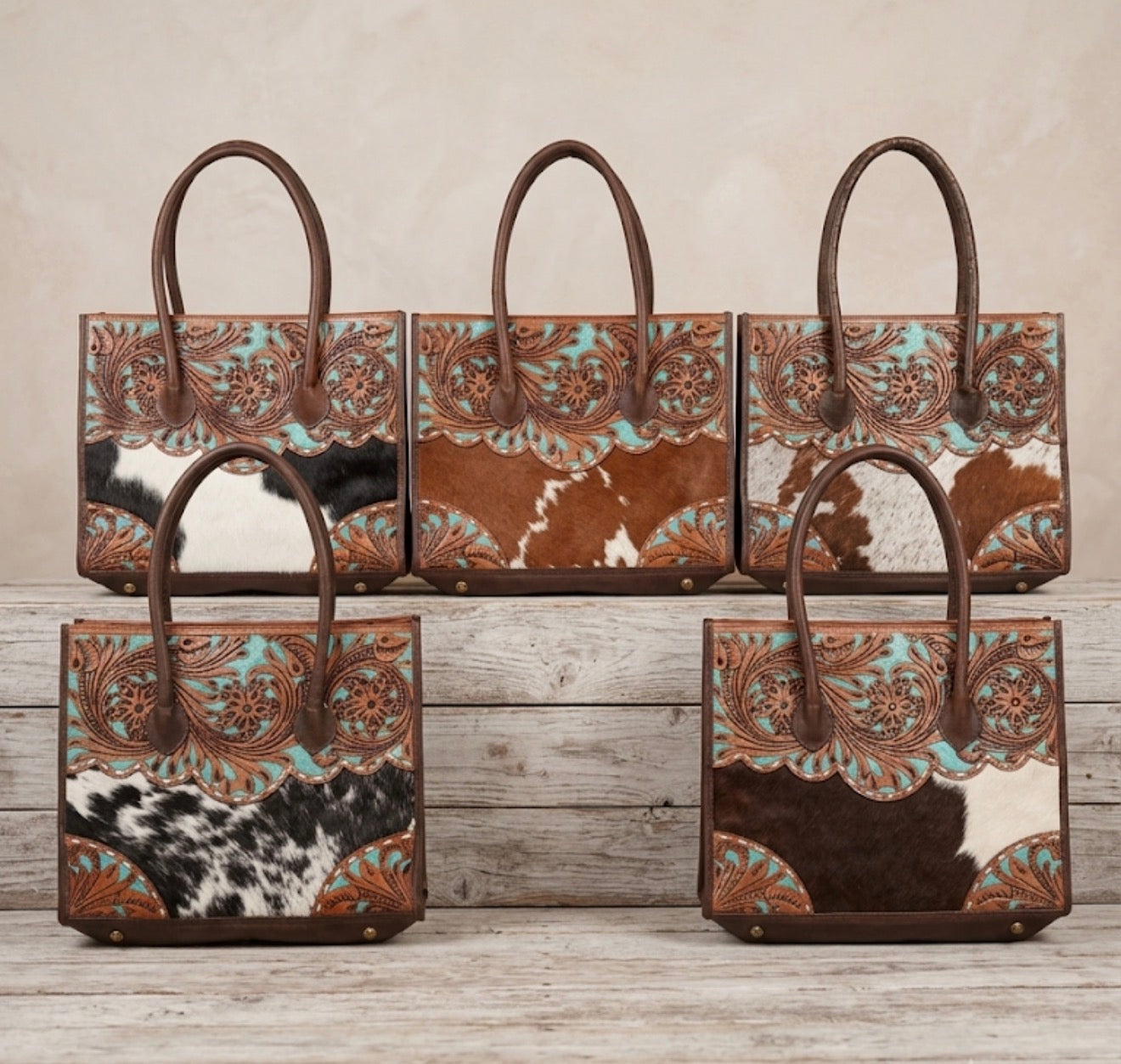 Teal cowhide purse