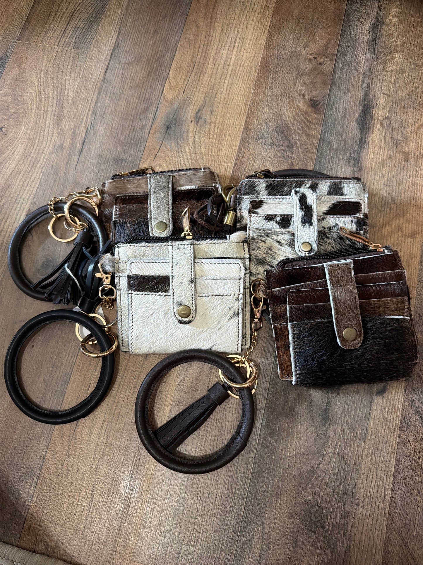 Cowhide wristlet wallet