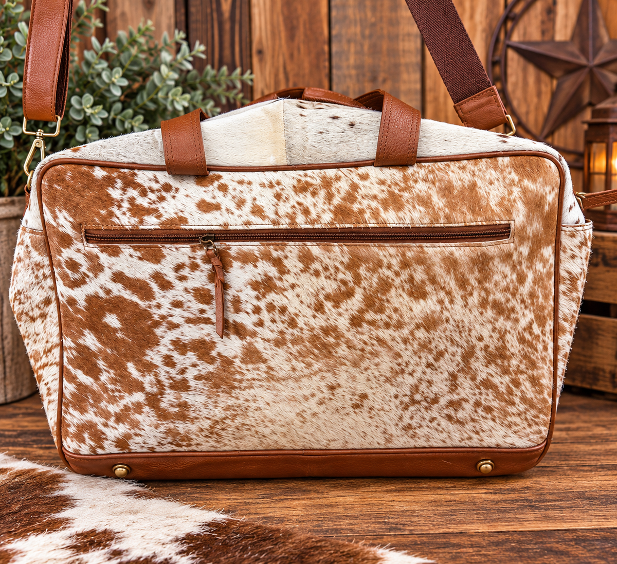 Cowhide duffle bags