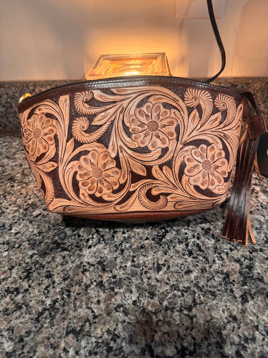 Leather makeup bag